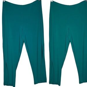 Sympli Teal High Rise Pull On Knit Scalloped Cross Over Wide Leg Pants Size 12